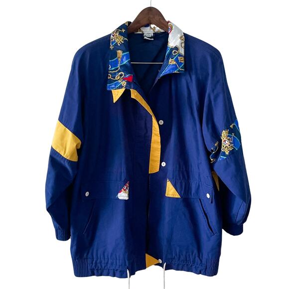 Vintage 90s preppy luxe lightweight all weather sailing jacket large size L - Picture 1 of 10